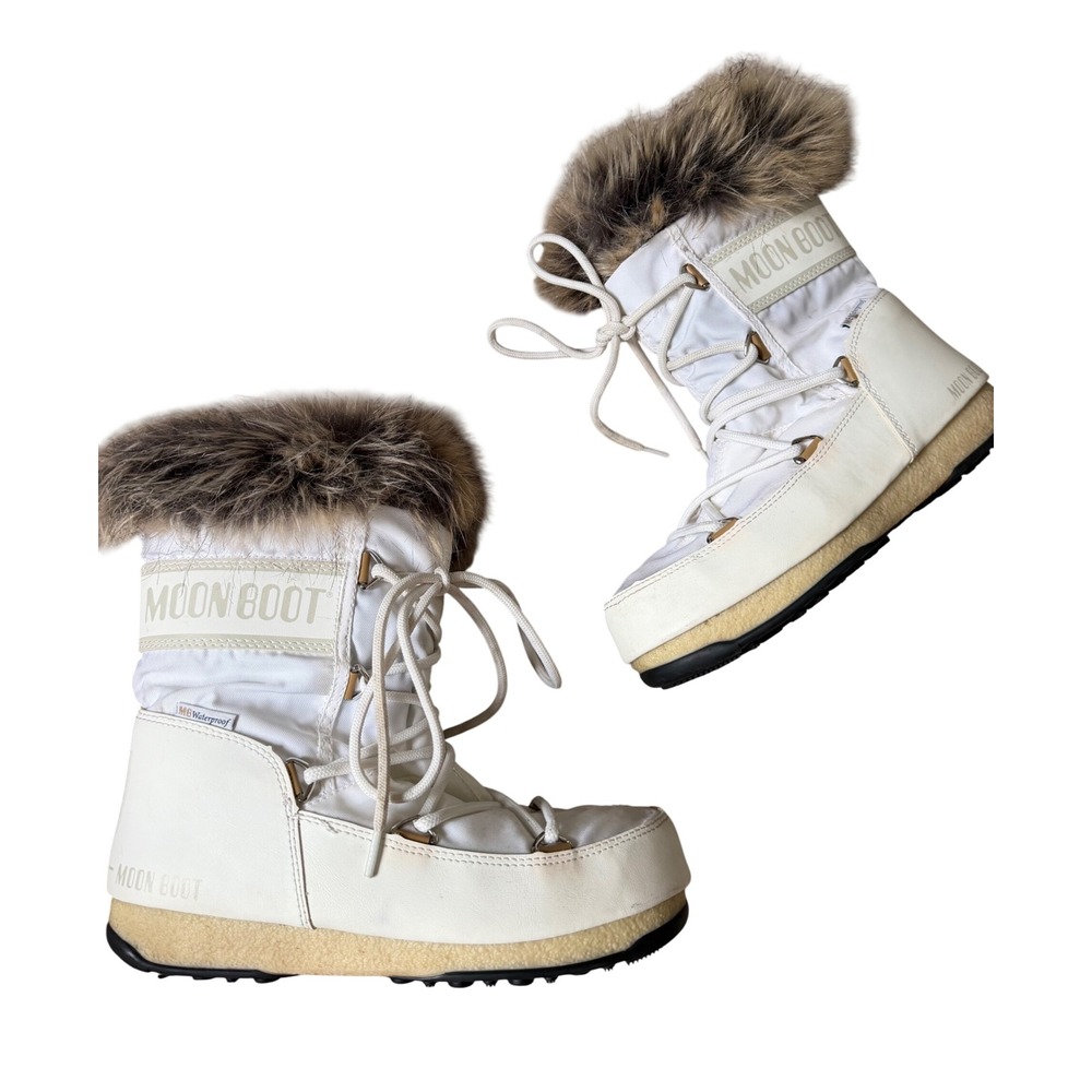 Moon Boot W.E. Monaco Low Women's Winter Boot White Fur US 5 EU 37